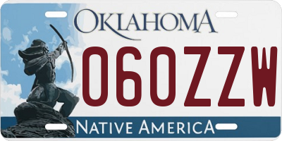 OK license plate 060ZZW