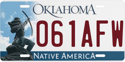 OK license plate 061AFW