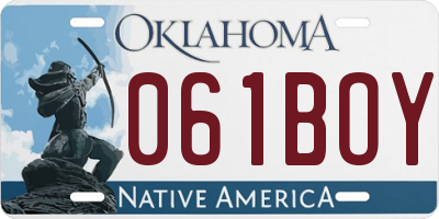 OK license plate 061BOY