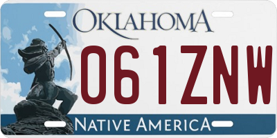 OK license plate 061ZNW