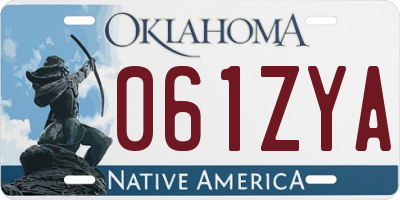 OK license plate 061ZYA