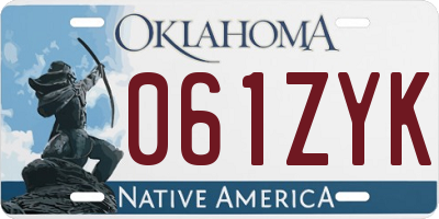 OK license plate 061ZYK