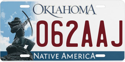 OK license plate 062AAJ