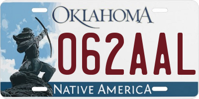 OK license plate 062AAL