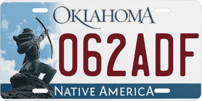 OK license plate 062ADF