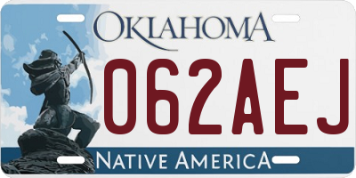 OK license plate 062AEJ