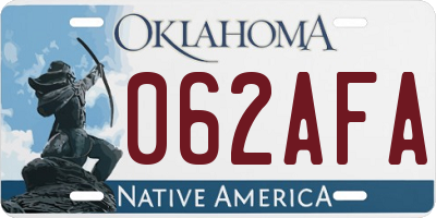 OK license plate 062AFA