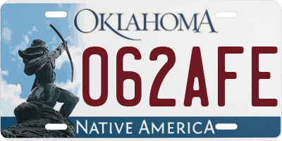 OK license plate 062AFE