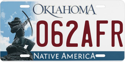 OK license plate 062AFR