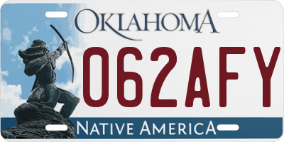 OK license plate 062AFY