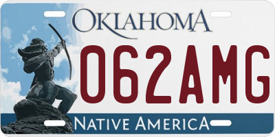 OK license plate 062AMG