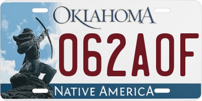 OK license plate 062AOF