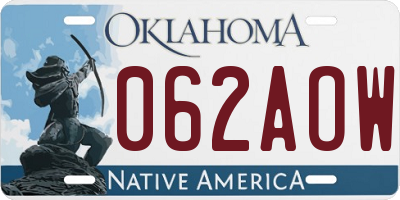 OK license plate 062AOW