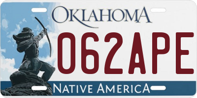 OK license plate 062APE