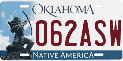 OK license plate 062ASW