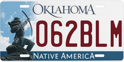 OK license plate 062BLM