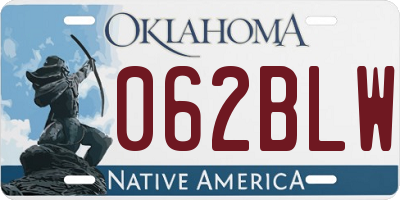 OK license plate 062BLW