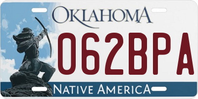 OK license plate 062BPA