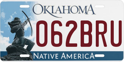 OK license plate 062BRU
