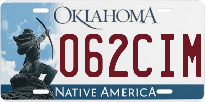 OK license plate 062CIM