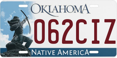 OK license plate 062CIZ