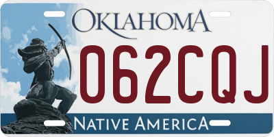 OK license plate 062CQJ