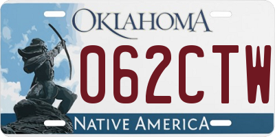 OK license plate 062CTW