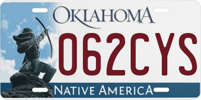 OK license plate 062CYS
