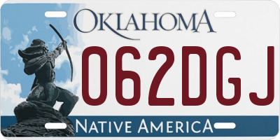 OK license plate 062DGJ