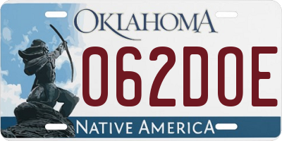 OK license plate 062DOE