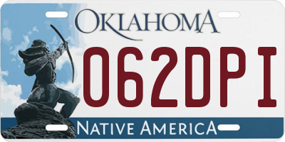 OK license plate 062DPI