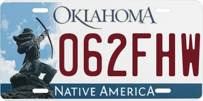 OK license plate 062FHW