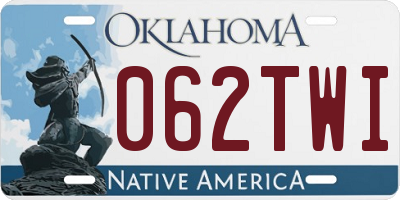 OK license plate 062TWI
