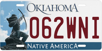 OK license plate 062WNI