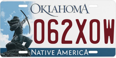 OK license plate 062XOW