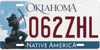 OK license plate 062ZHL
