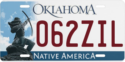 OK license plate 062ZIL