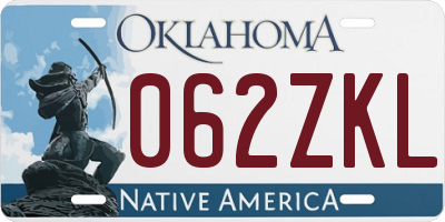OK license plate 062ZKL