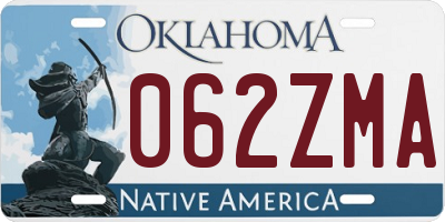 OK license plate 062ZMA