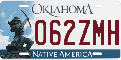 OK license plate 062ZMH