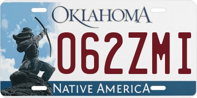 OK license plate 062ZMI
