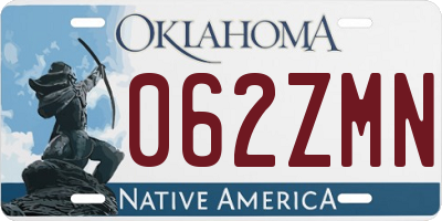 OK license plate 062ZMN