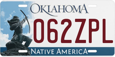 OK license plate 062ZPL