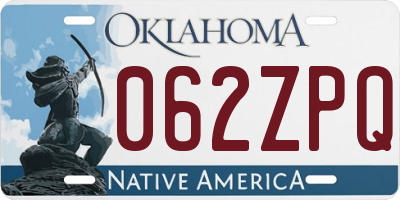 OK license plate 062ZPQ