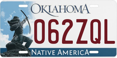OK license plate 062ZQL