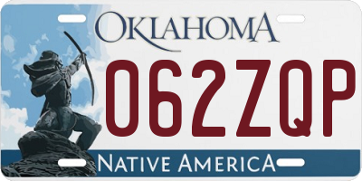 OK license plate 062ZQP