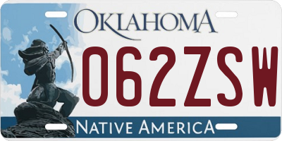 OK license plate 062ZSW