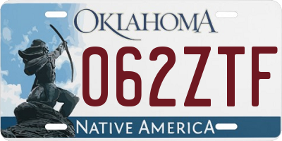 OK license plate 062ZTF