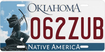 OK license plate 062ZUB