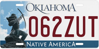 OK license plate 062ZUT